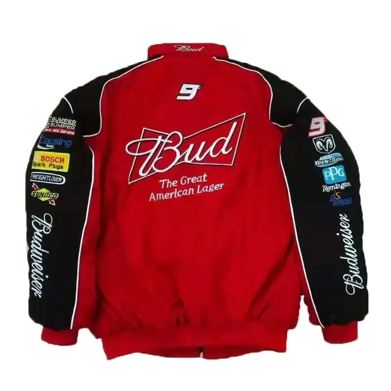 F1 Budweiser Racing Jacket Trendy Harajuku Motosport Aesthetic With Embroidery A122 A123