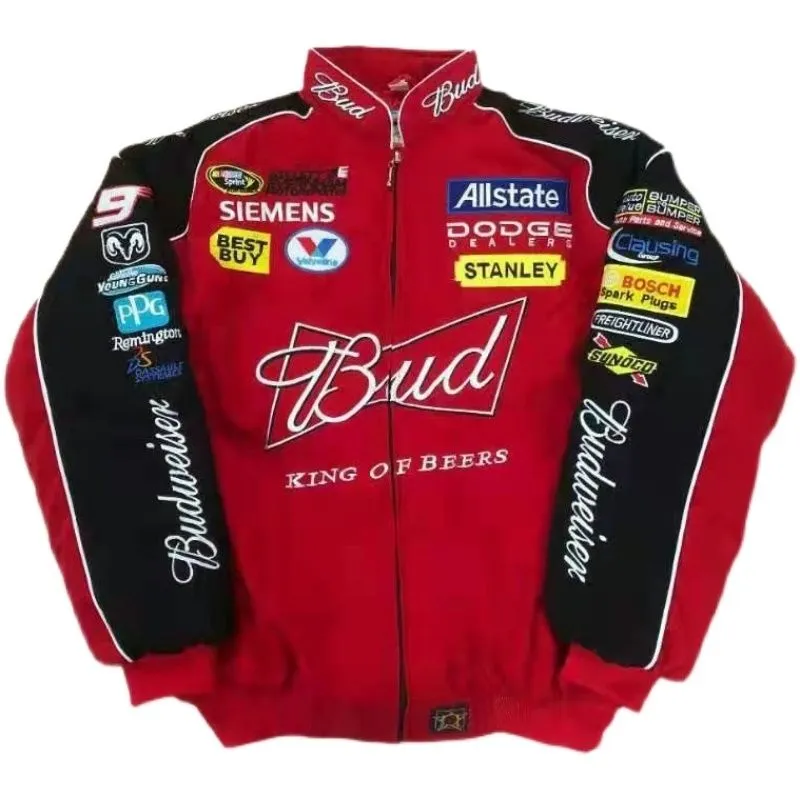 F1 Budweiser Racing Jacket Trendy Harajuku Motosport Aesthetic With Embroidery A122 A123