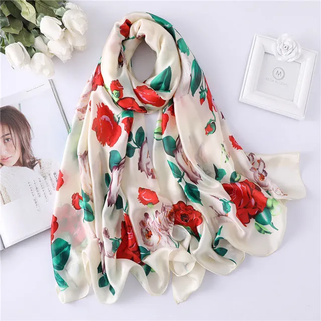 Fashion Silk Scarf Leopard Printed Bandana Shawl #FS323