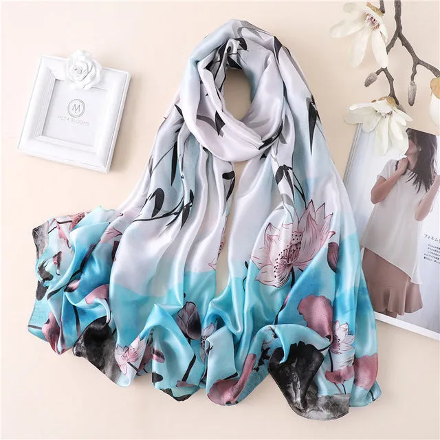 Fashion Silk Scarf Leopard Printed Bandana Shawl #FS323