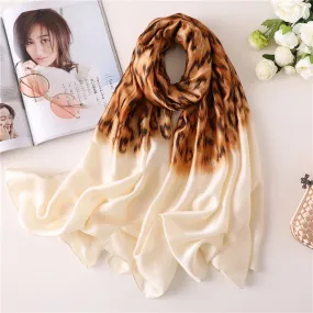 Fashion Silk Scarf Leopard Printed Bandana Shawl #FS323