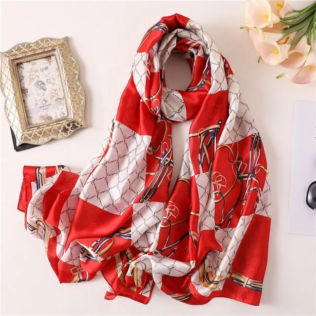 Fashion Silk Scarf Leopard Printed Bandana Shawl #FS323