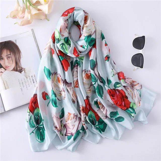 Fashion Silk Scarf Leopard Printed Bandana Shawl #FS323