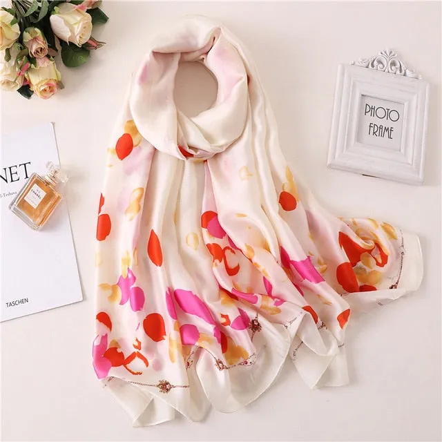 Fashion Silk Scarf Leopard Printed Bandana Shawl #FS323