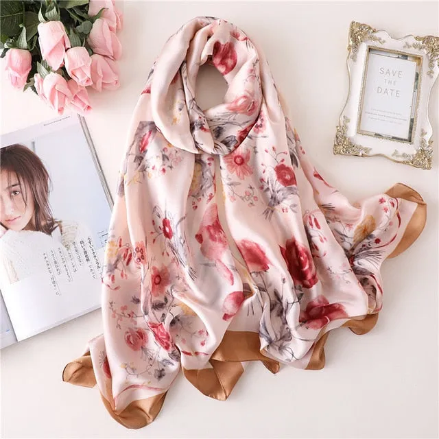 Fashion Silk Scarf Leopard Printed Bandana Shawl #FS323