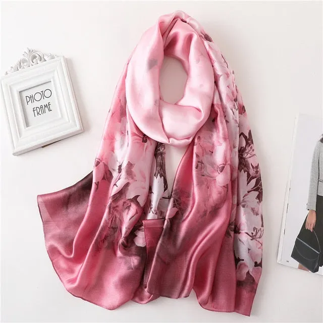 Fashion Silk Scarf Leopard Printed Bandana Shawl #FS323