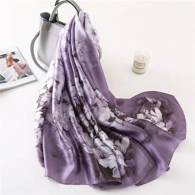 Fashion Silk Scarf Leopard Printed Bandana Shawl #FS323