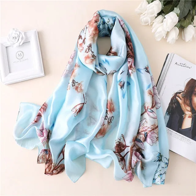 Fashion Silk Scarf Leopard Printed Bandana Shawl #FS323