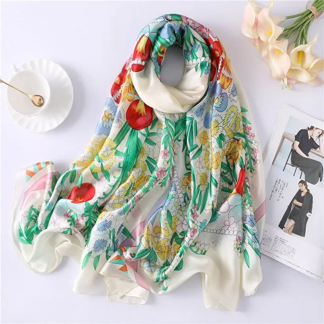 Fashion Silk Scarf Leopard Printed Bandana Shawl #FS323