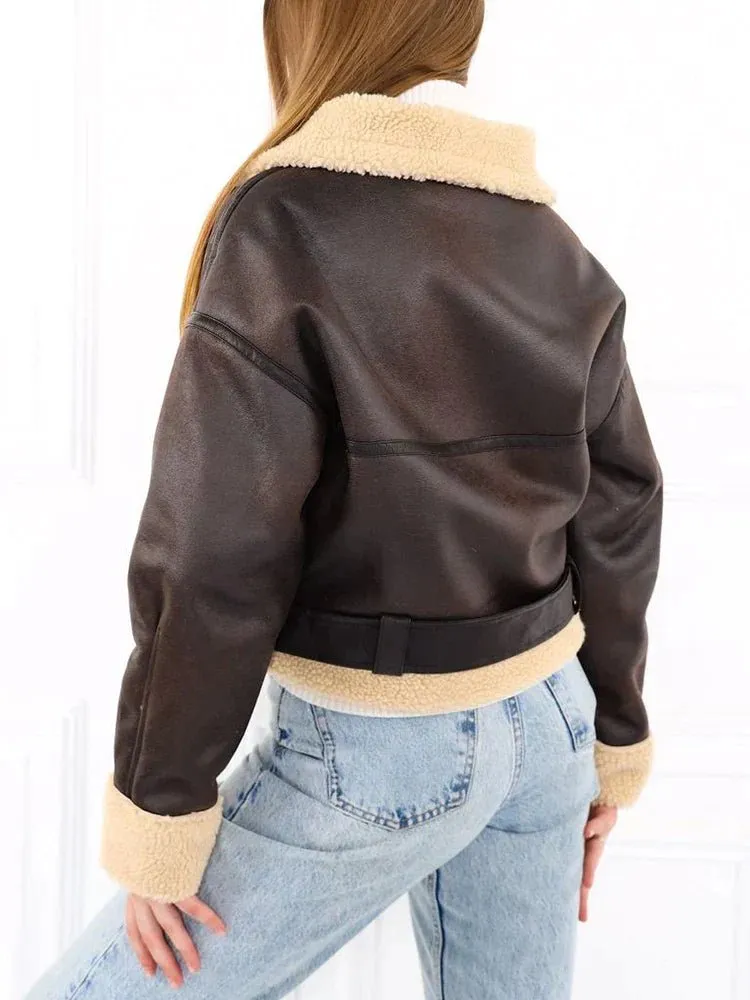 Faux Leather Shearling Jacket