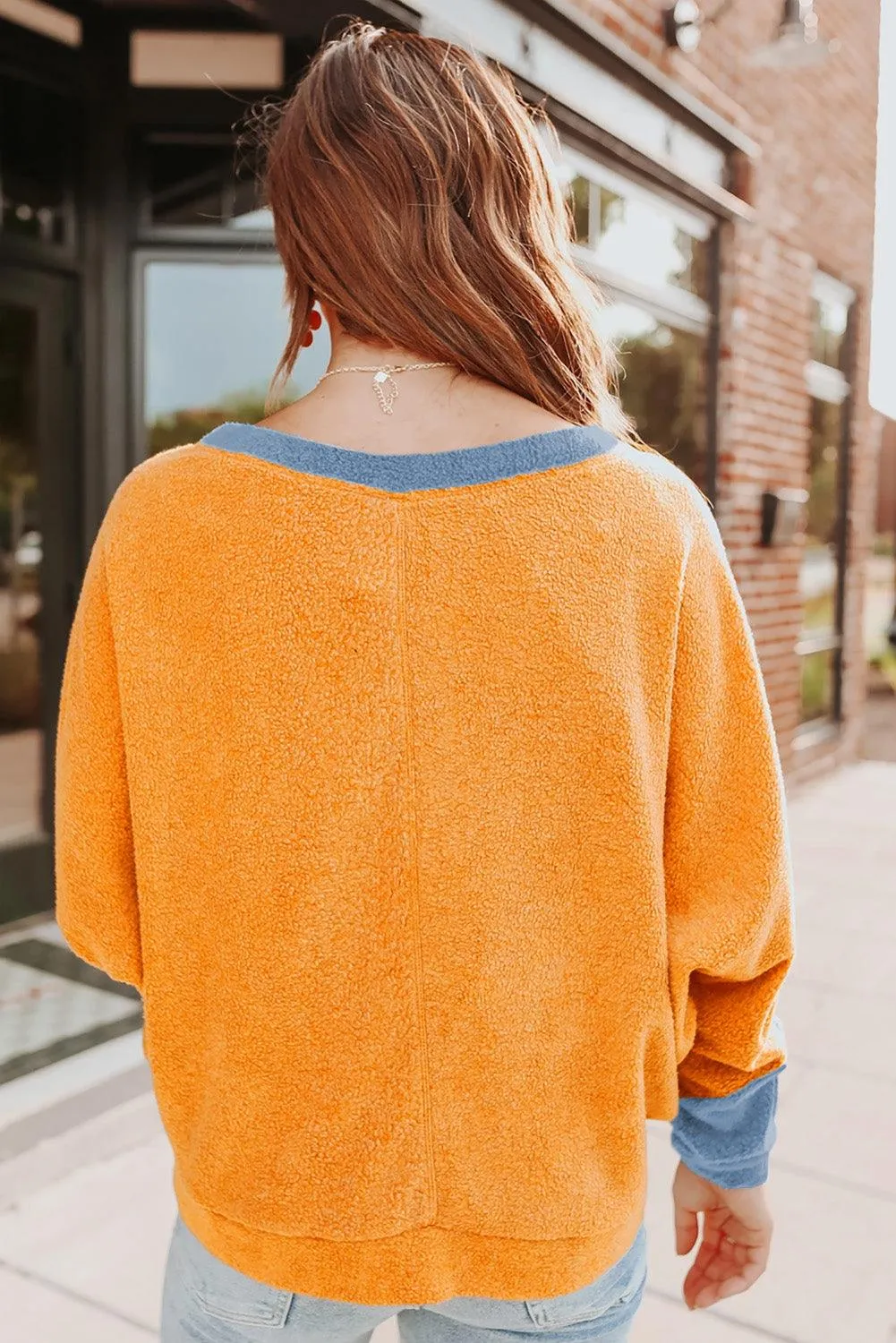 Fleece Dolman Sleeves Pullover Top