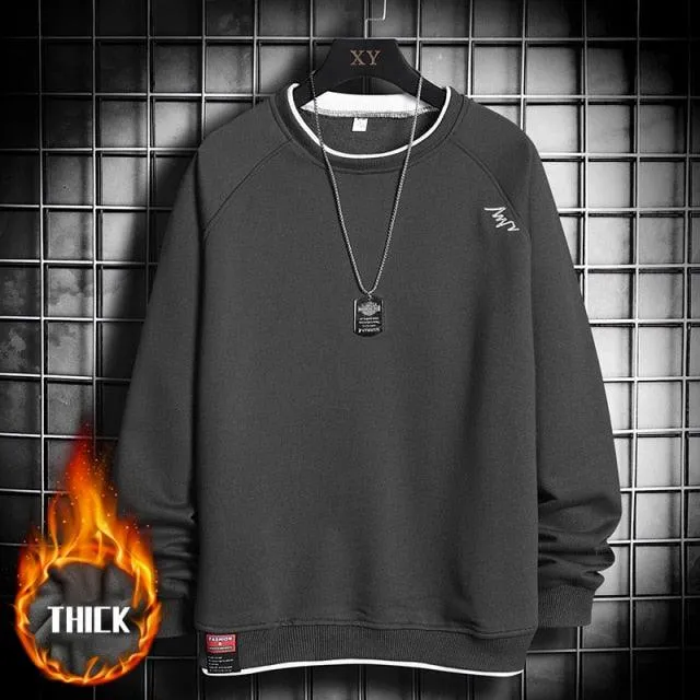 Fleece Solid Hip Hop Baggy Pullover Sweatshirt Plus Size