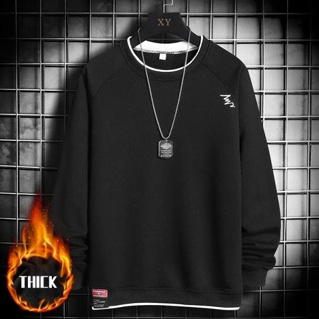 Fleece Solid Hip Hop Baggy Pullover Sweatshirt Plus Size