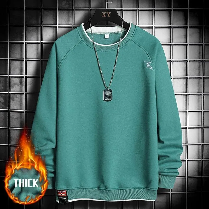 Fleece Solid Hip Hop Baggy Pullover Sweatshirt Plus Size