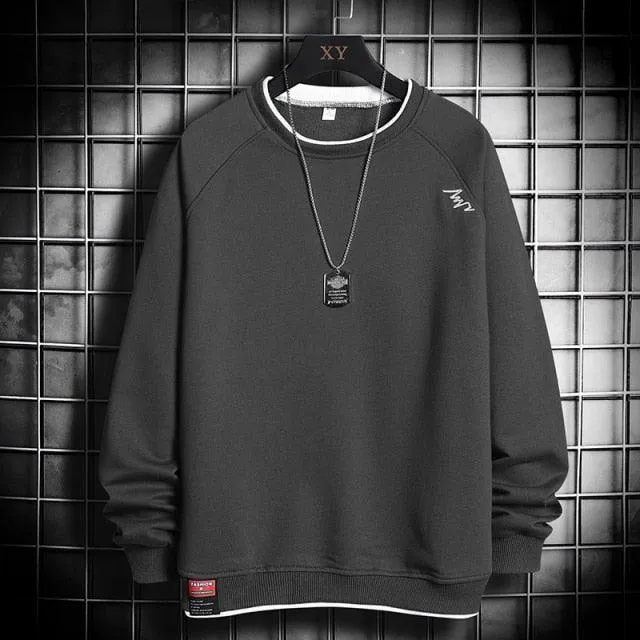 Fleece Solid Hip Hop Baggy Pullover Sweatshirt Plus Size