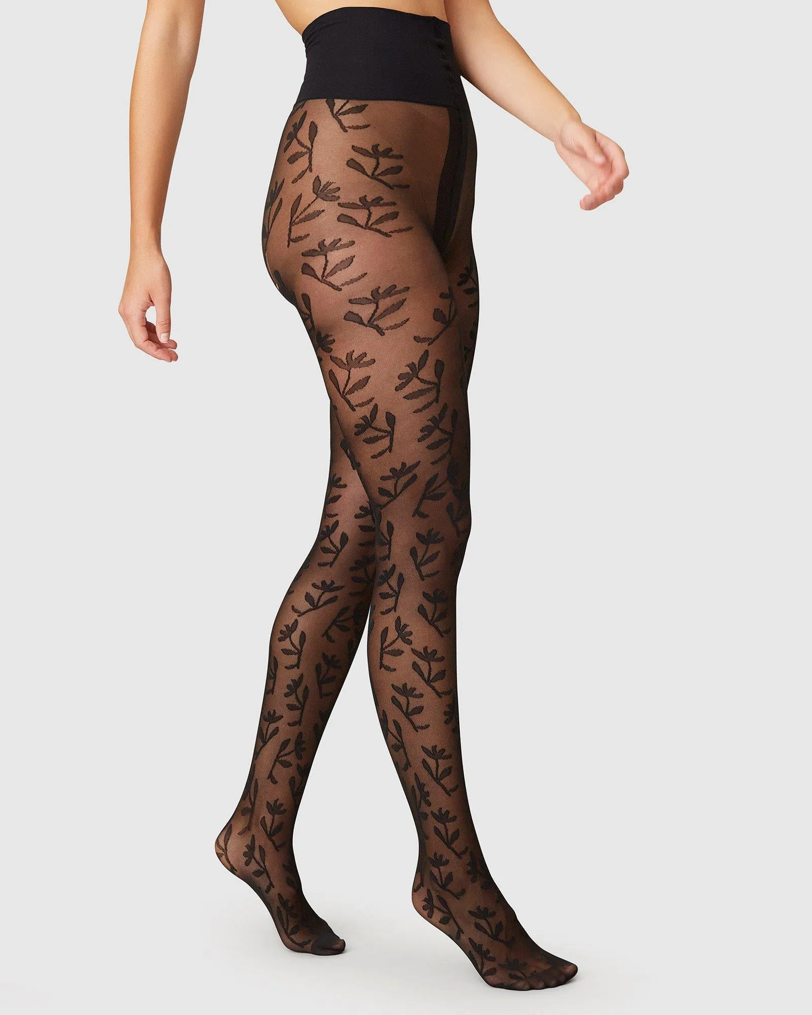 Flora Flower Tights Black