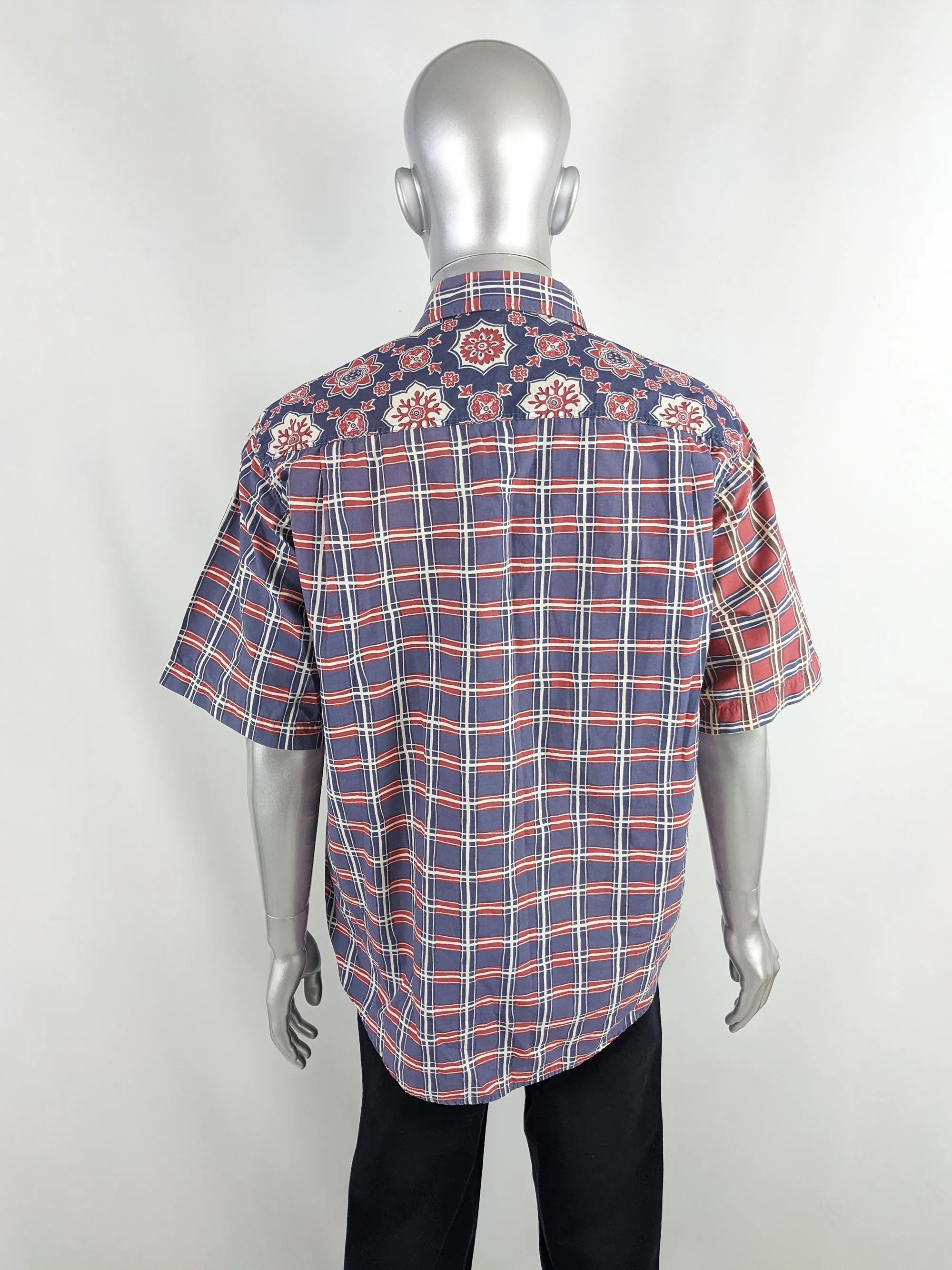 Foxhound Vintage Mens Blue & Red Patterned Shirt, 1980s