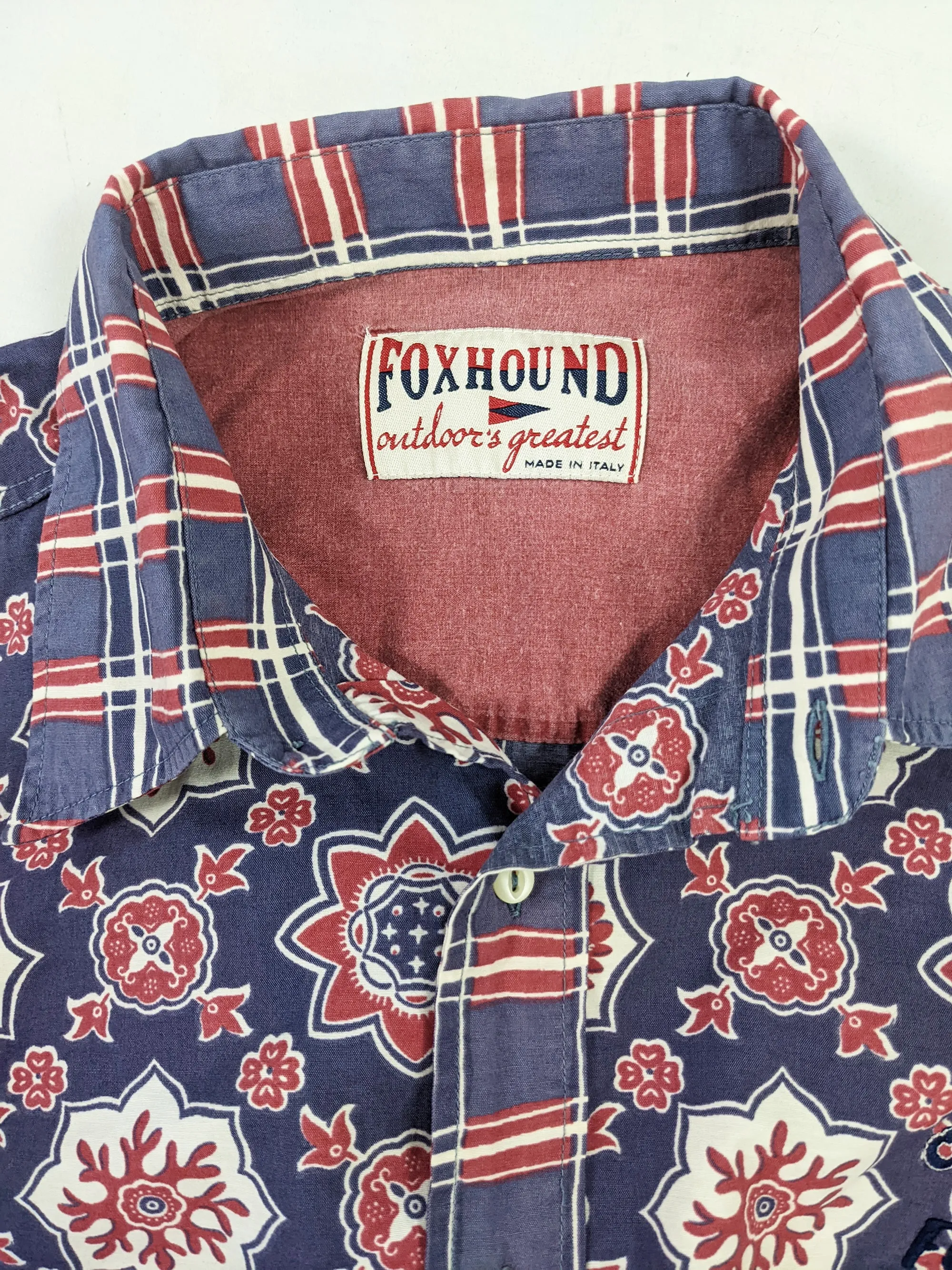 Foxhound Vintage Mens Blue & Red Patterned Shirt, 1980s