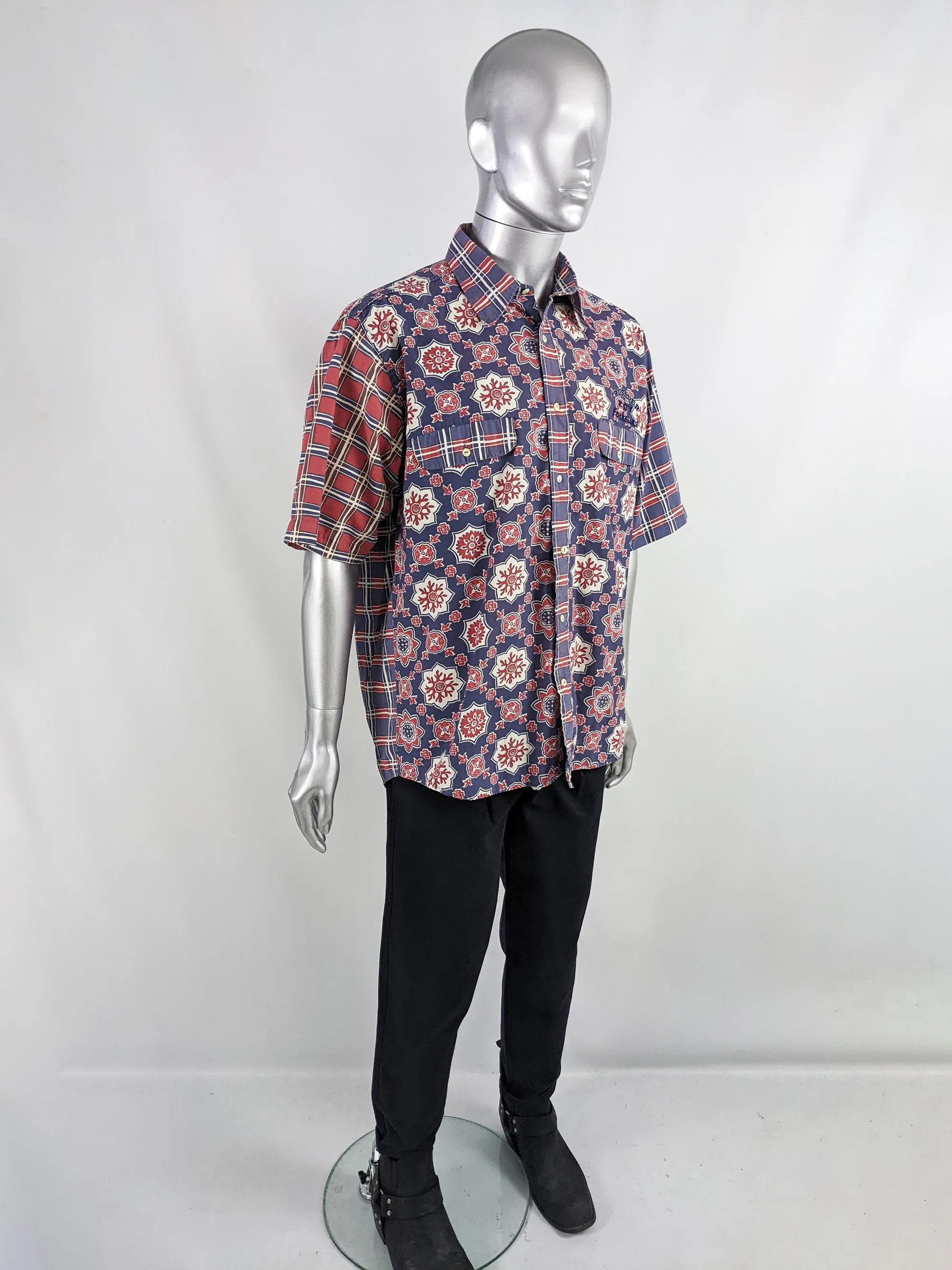 Foxhound Vintage Mens Blue & Red Patterned Shirt, 1980s