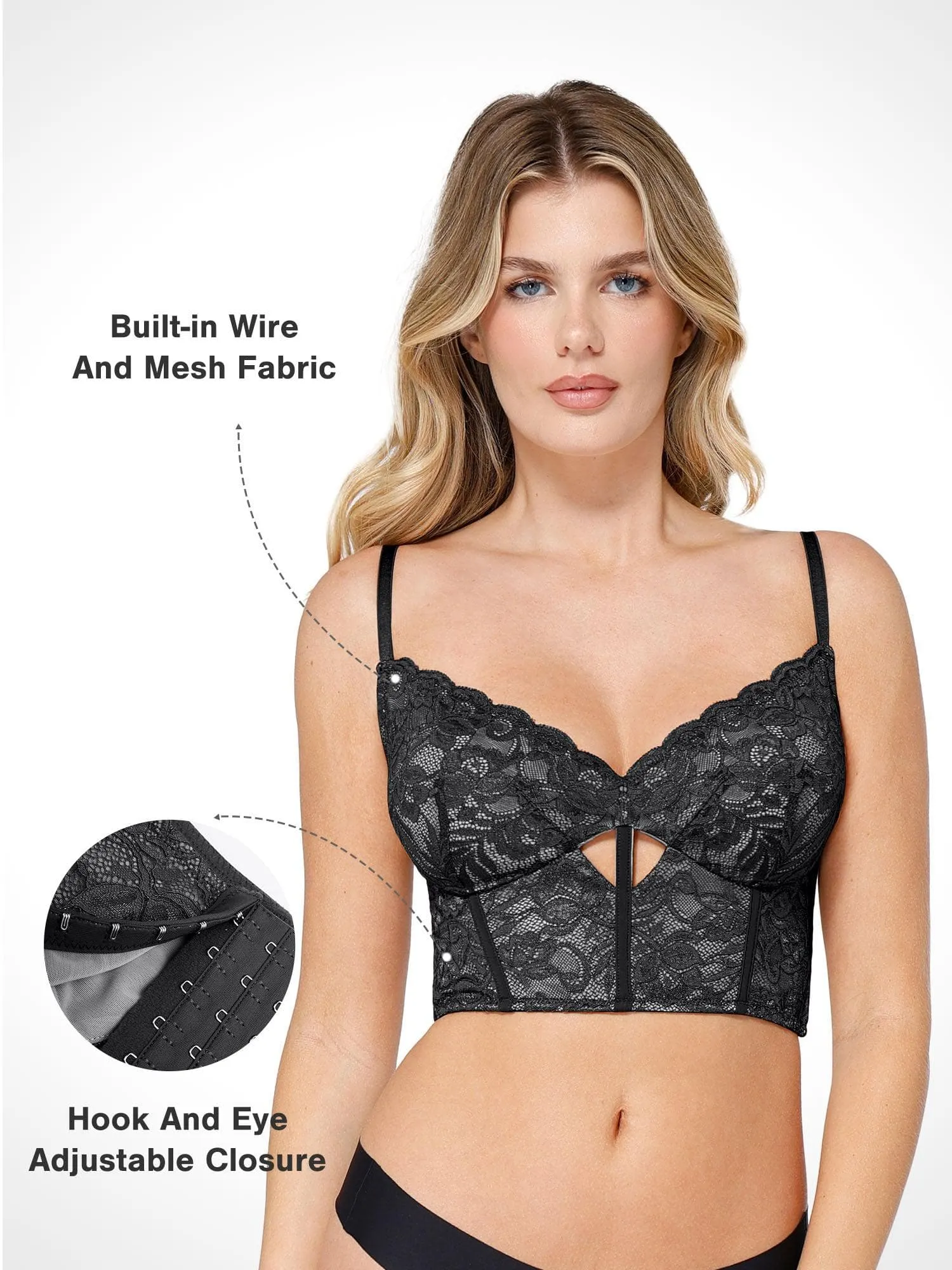 Full Coverage Longline Underwire Lace Bralette