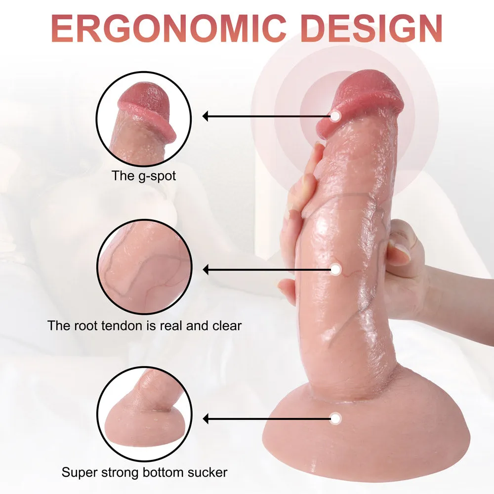 G19 Ultra Realistic Dual Density Liquid Silicone Suction Cup Dildo with Blushed Head 8.5 Inch