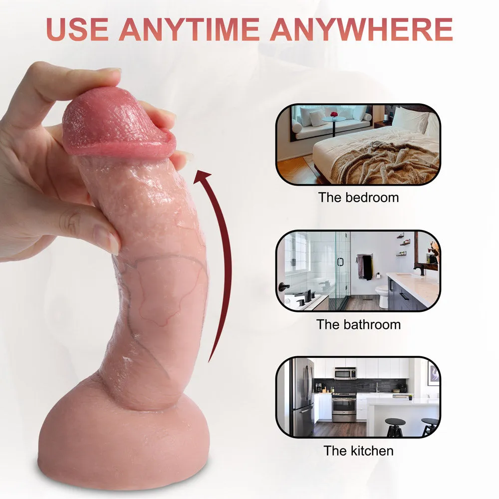 G19 Ultra Realistic Dual Density Liquid Silicone Suction Cup Dildo with Blushed Head 8.5 Inch