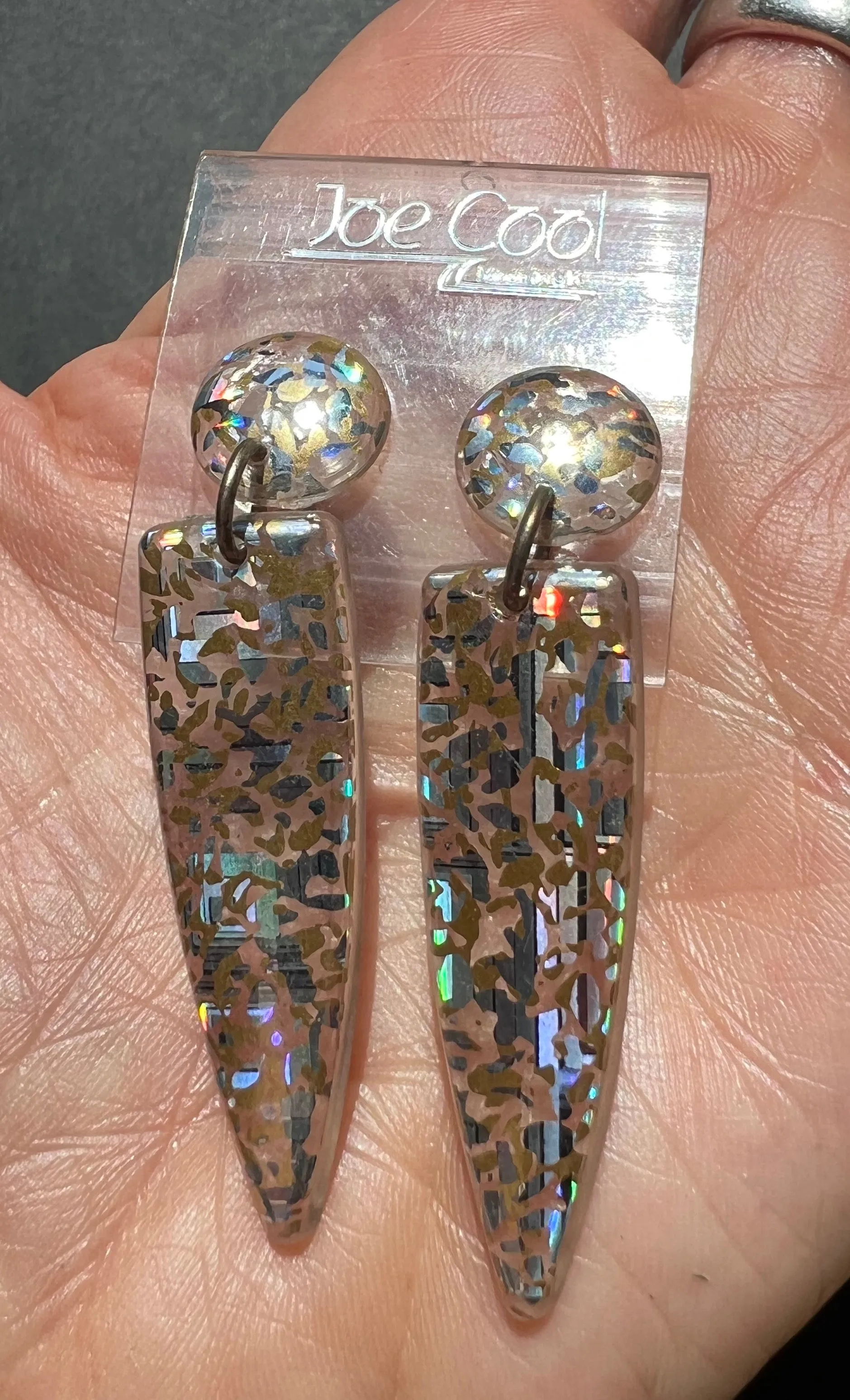 Genuine 1980s Glittery Perspex Earrings - Perfect for The Disco