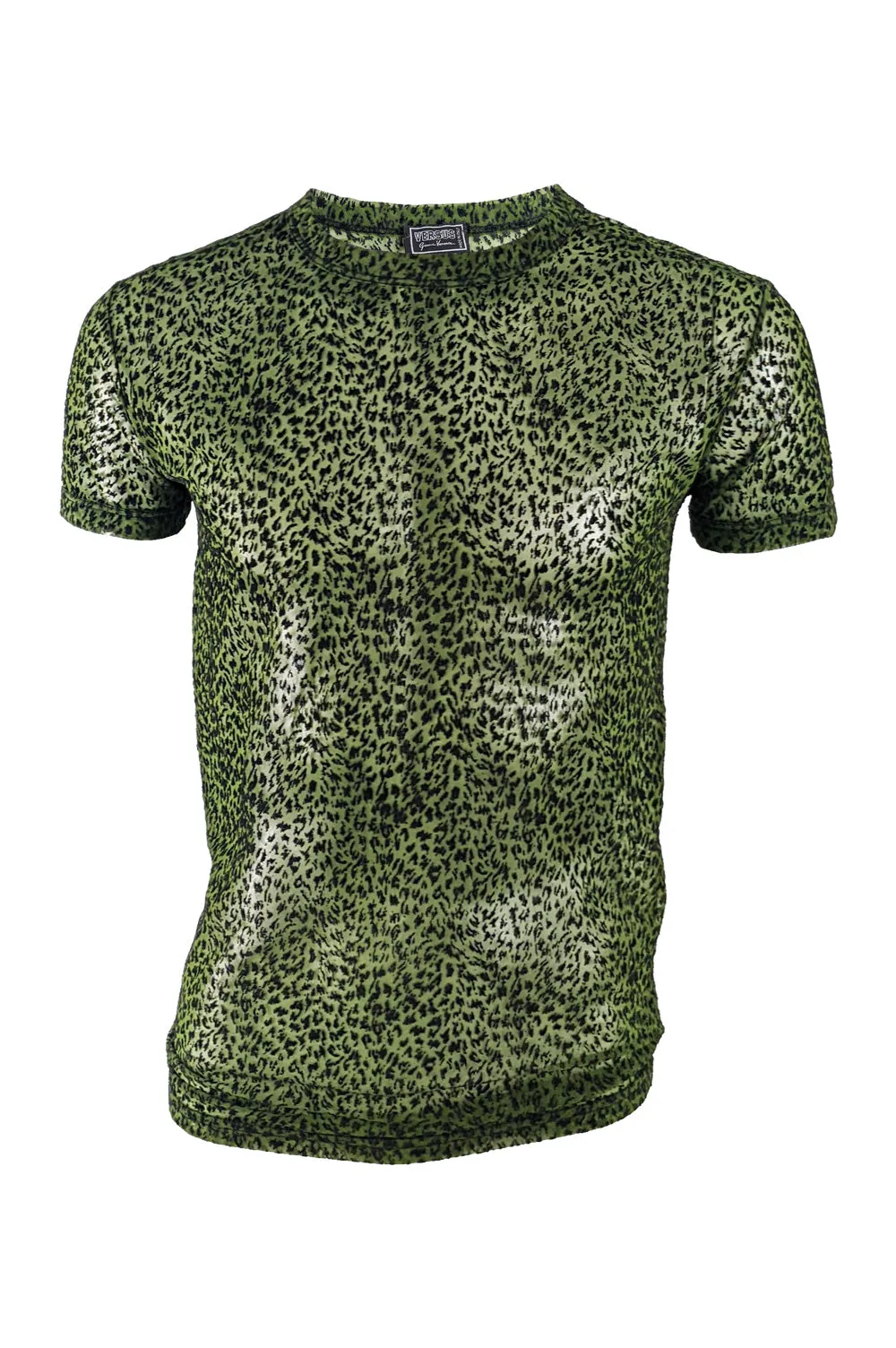 Gianni Versace Versus Vintage Mens Green Sheer Mesh Shirt, 1990s