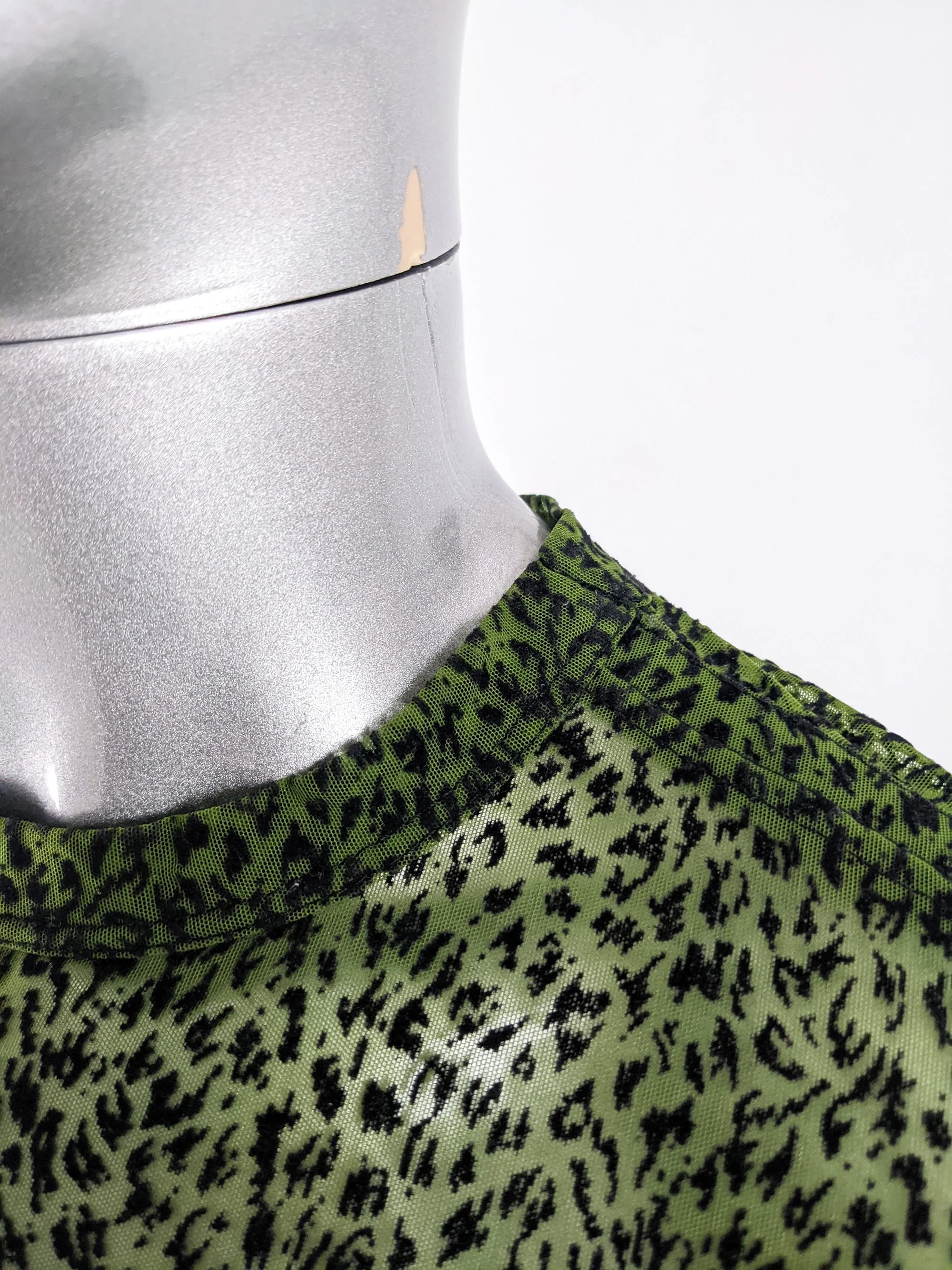 Gianni Versace Versus Vintage Mens Green Sheer Mesh Shirt, 1990s