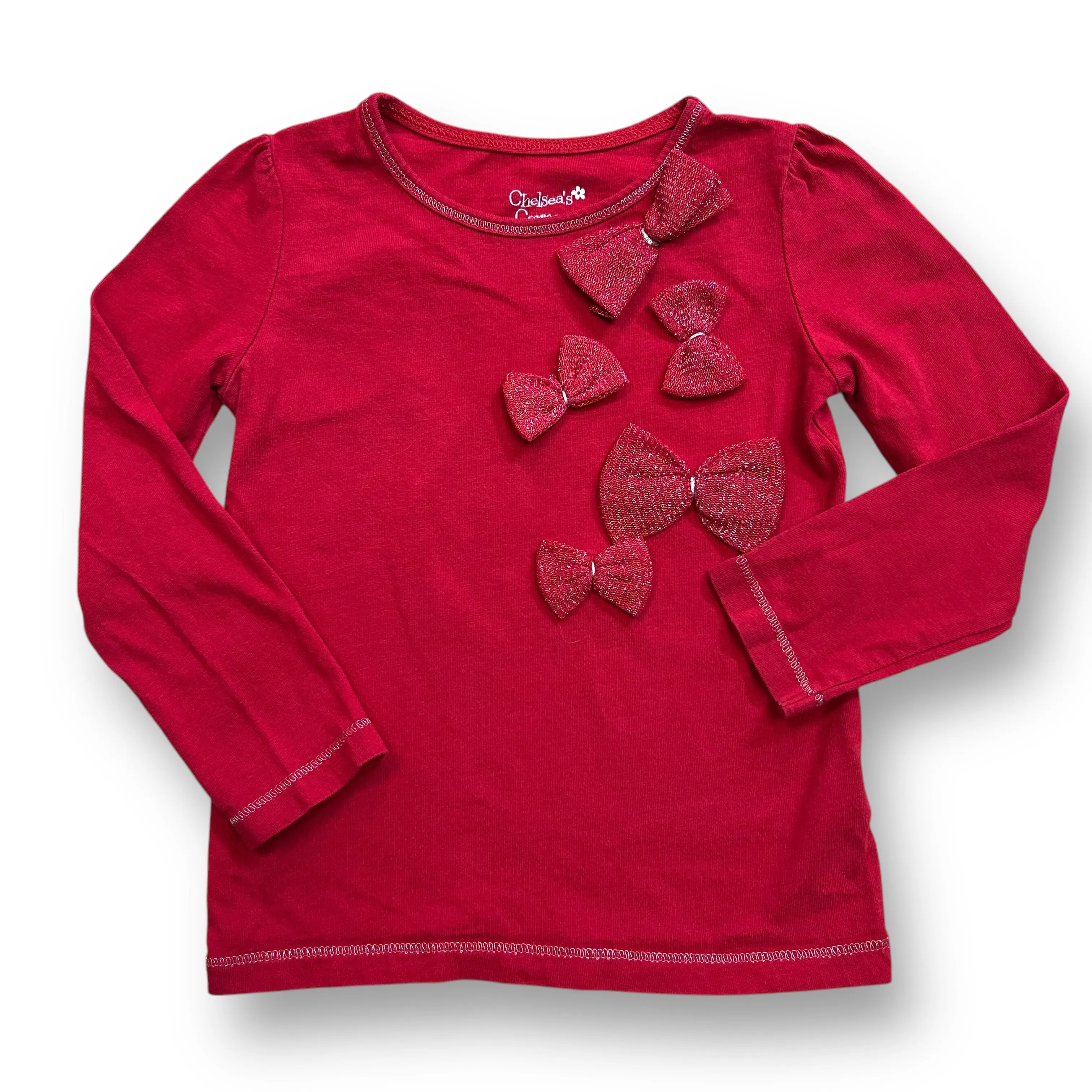 Girls Chelsea's Corner Size 2T Red Shimmery Bow Accent Shirt