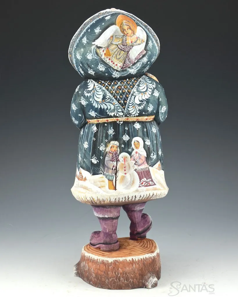 Grandfather Frost and Violin Russian Santa Carving