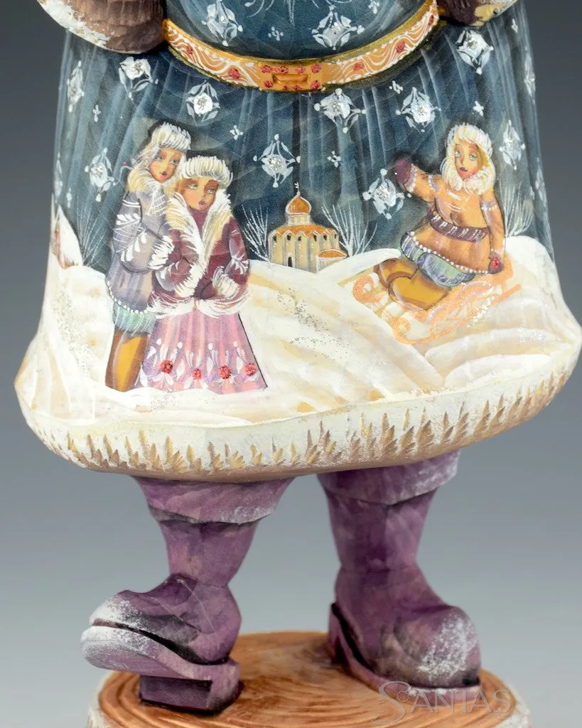 Grandfather Frost and Violin Russian Santa Carving