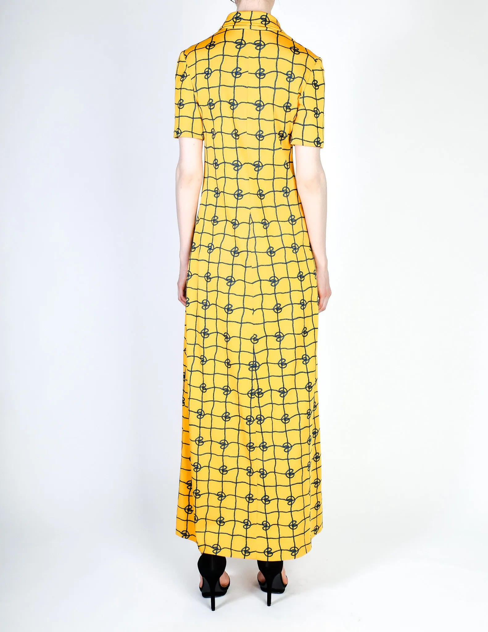 Gucci Vintage Rope Print Yellow Maxi Shirt Dress