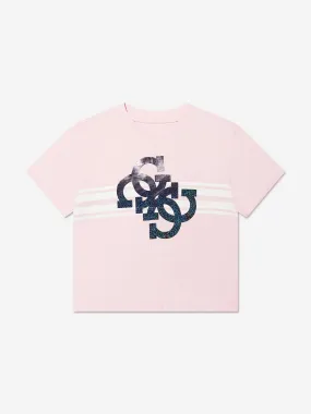 Guess Girls Monogram Logo T-Shirt in Pink