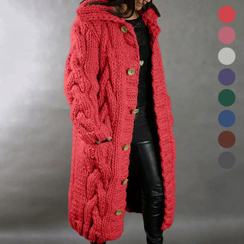 Hand-Knitted Thick-Line Jumper Coat