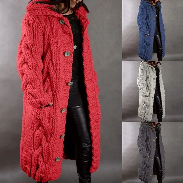 Hand-Knitted Thick-Line Jumper Coat