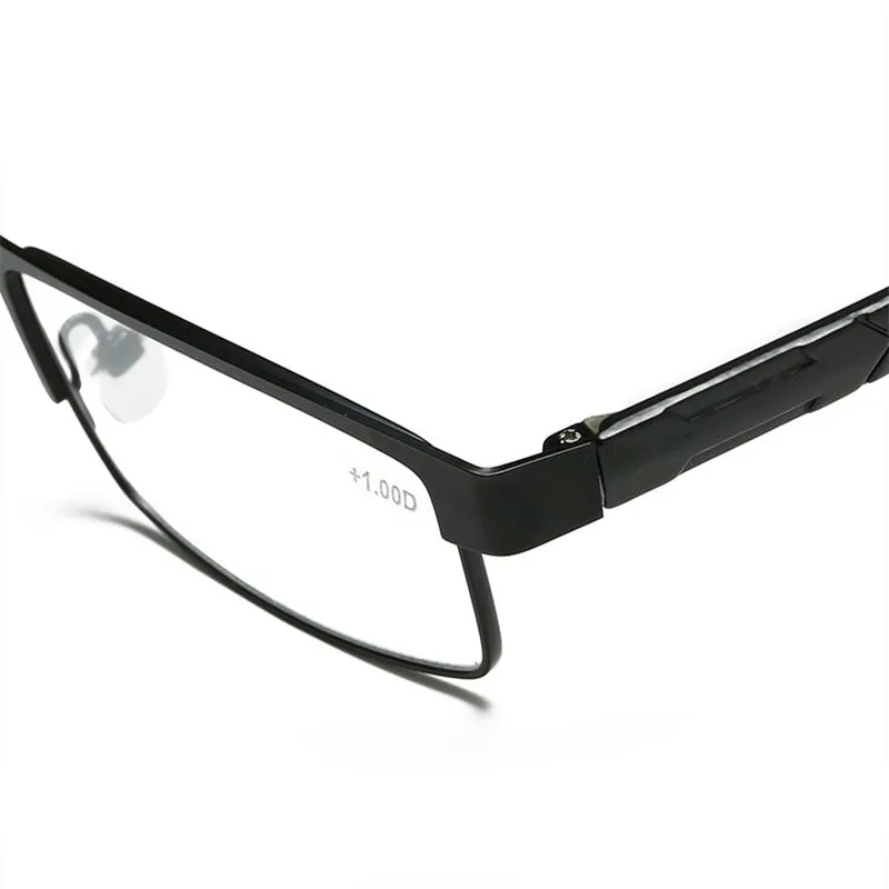 Handoer Men's Full Rim Square Titanium Alloy Reading Glasses A070