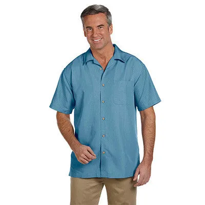 Harriton Mens Barbados Textured Camp Shirt