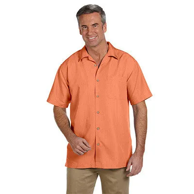 Harriton Mens Barbados Textured Camp Shirt