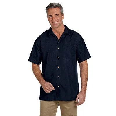 Harriton Mens Barbados Textured Camp Shirt