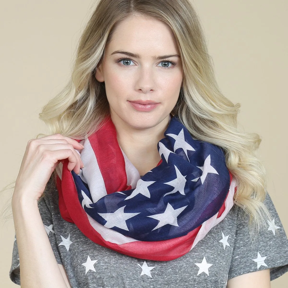 Hdf2486 -  American Flag Infinity Scarf