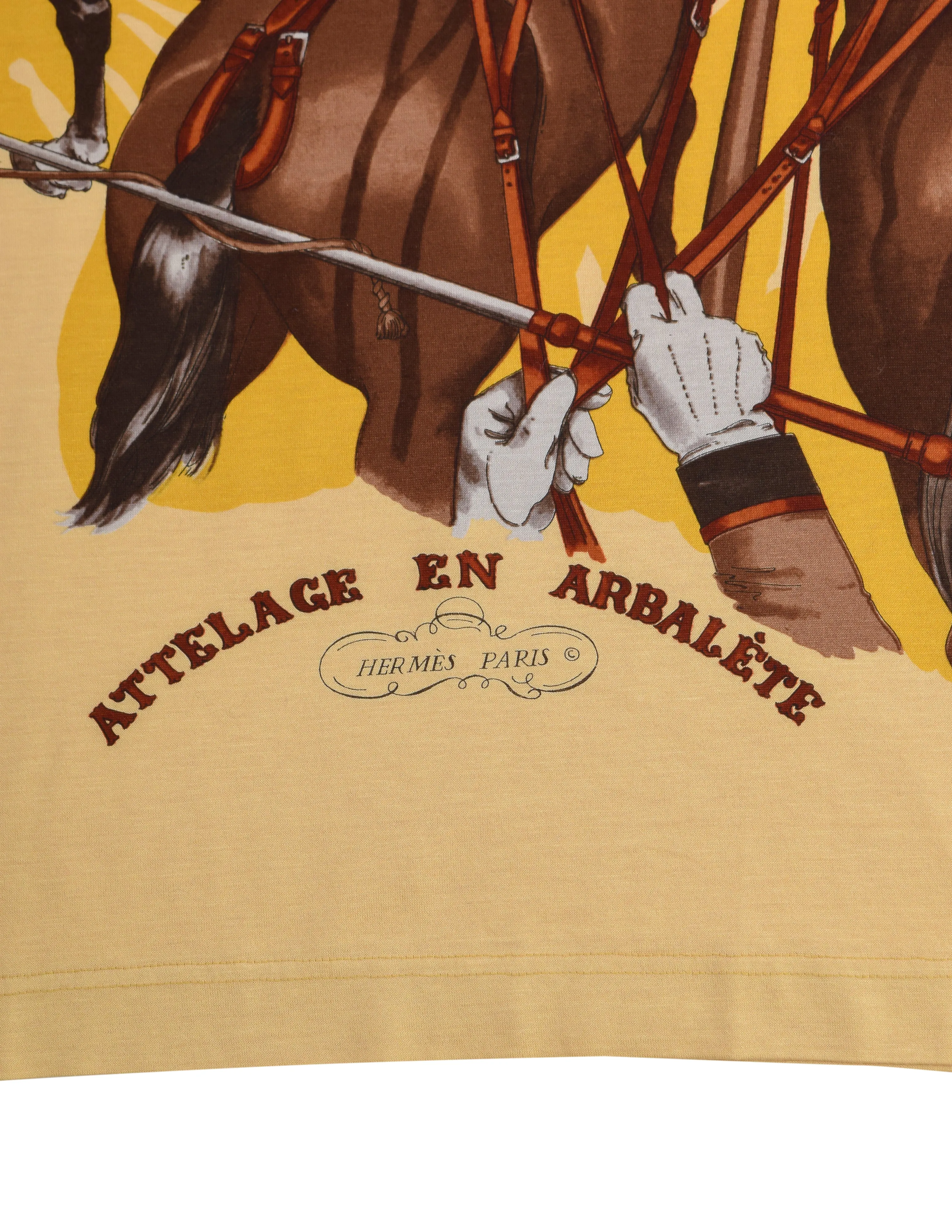 Hermes Vintage 1980s 'Attelage en Arbalete' Equestrian Horse Theme T-Shirt