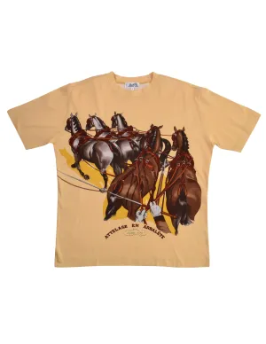 Hermes Vintage 1980s 'Attelage en Arbalete' Equestrian Horse Theme T-Shirt