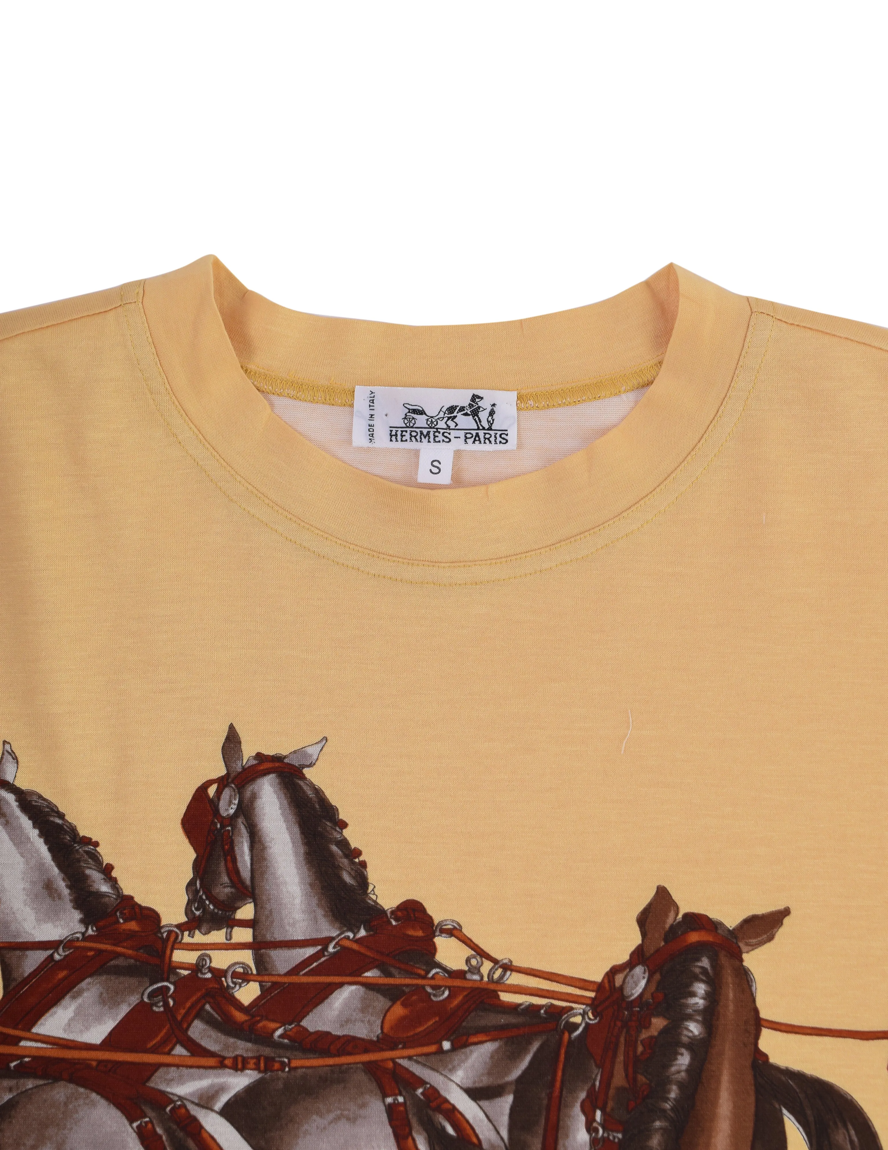 Hermes Vintage 1980s 'Attelage en Arbalete' Equestrian Horse Theme T-Shirt