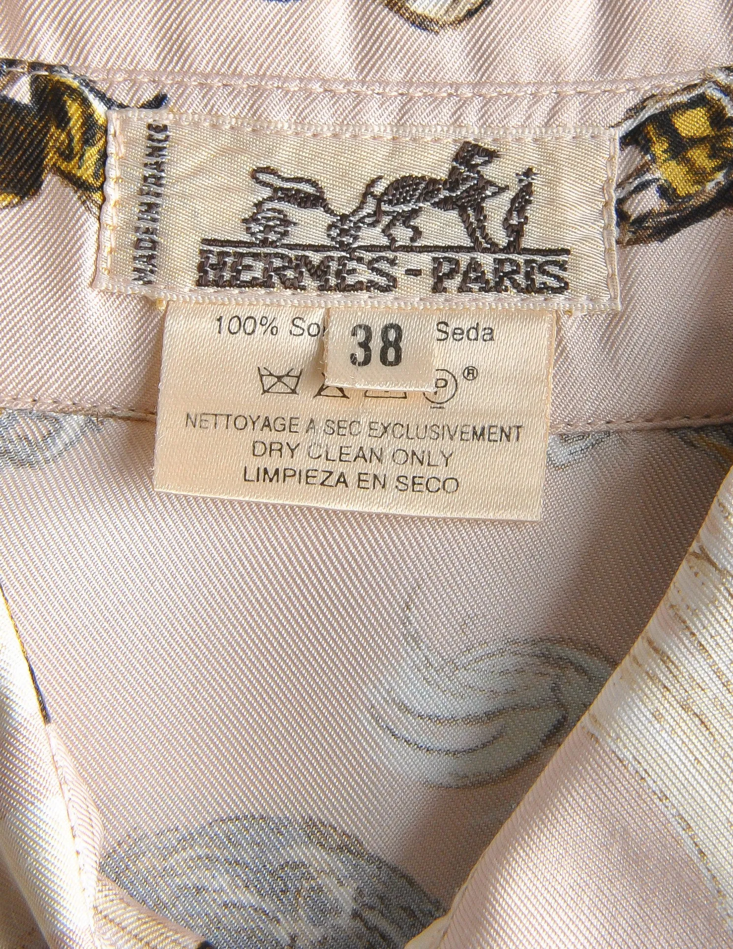 Hermès Vintage 'A Propos de Bottes' by Xavier de Poret Silk Button Down Shirt