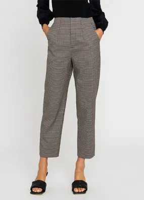 High Waist Brown Check Pants