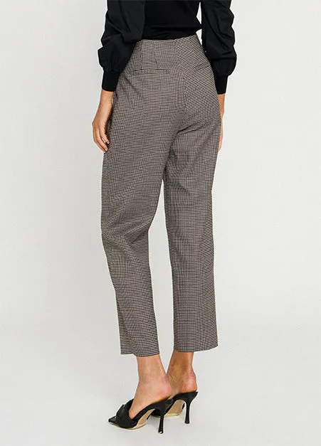 High Waist Brown Check Pants