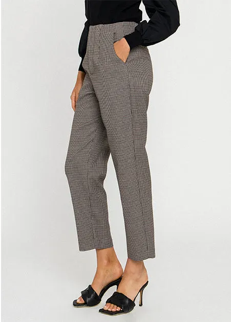 High Waist Brown Check Pants