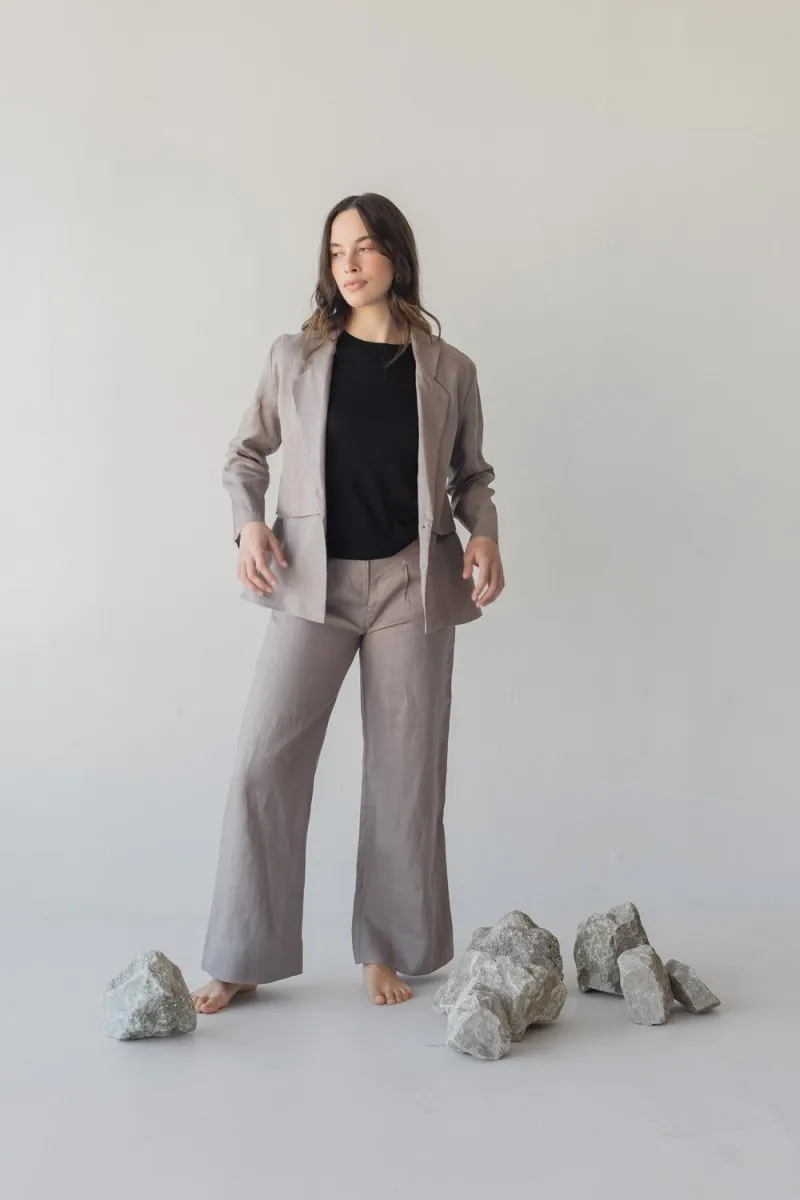 High-waist Linen Pants with Origami Belt