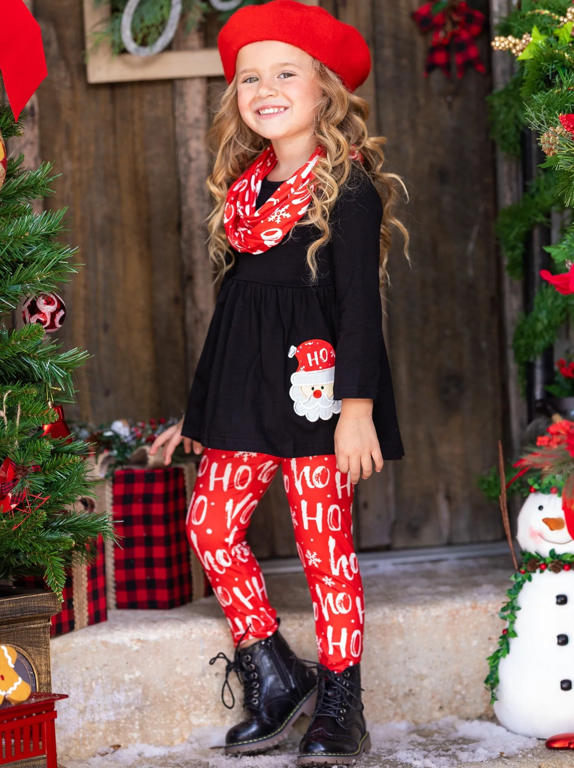 Ho, Ho, Ho Tunic, Scarf And Legging Set